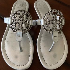 Tory Burch Miller Silver embellished sandals 7.5